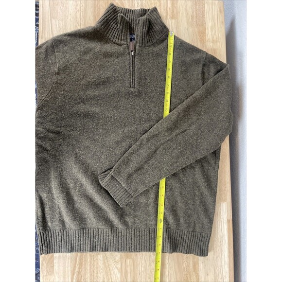 J Crew Mens Army Green 1/4 Zip Pullover 100% Lambs Wool Sweater Mock Neck Sz XL - Picture 3 of 6